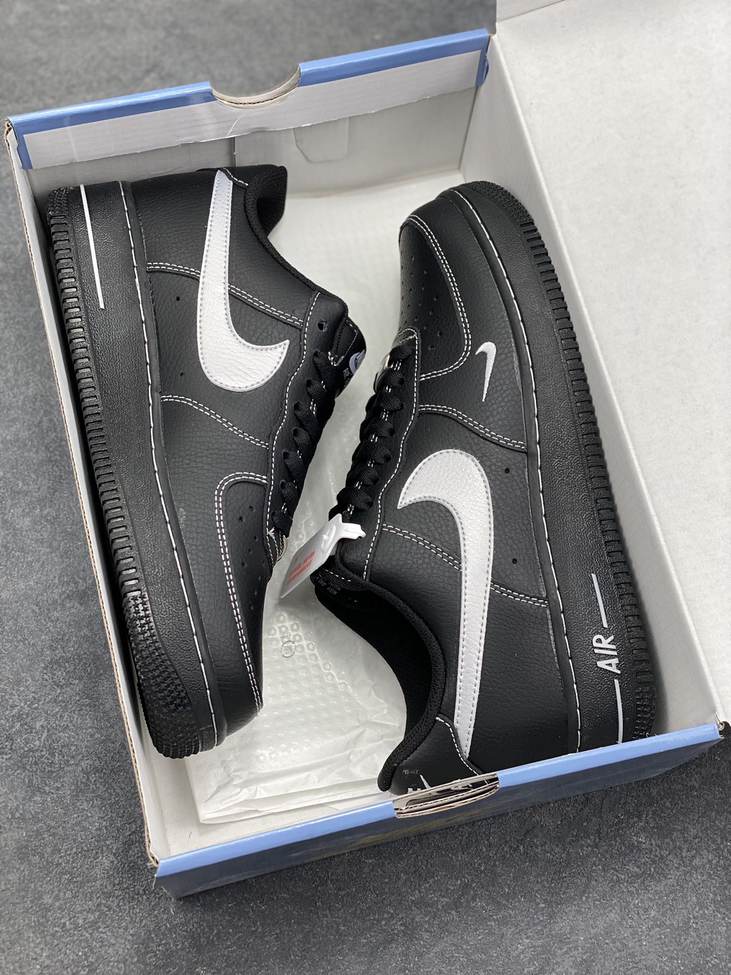图片[9]-Nike Air Force 1 Low’07 黑银小勾 空军一号低帮休闲板鞋 定制皮料 原厂3D打印 定制鞋盒 原楦原纸板 纯正空军版型 内置全掌气垫 货号：ZH0316-154 尺码：36 36.5 37.5 38 38.5 39 40 40.5 41 42 42.5 43 44 44.5 45-选品中心