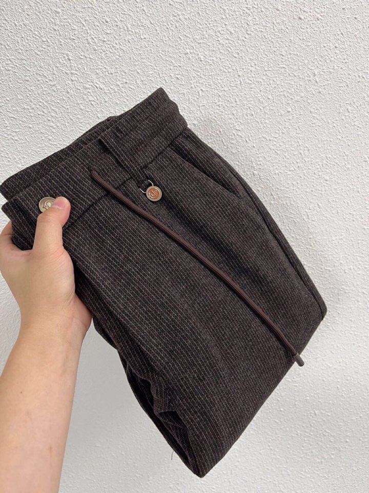 Loro Piana 诺悠翩雅lP🆕 秋冬 全品相订单，保暖有型 羊毛呢混纺松紧腰直脚休闲裤 经典百搭 