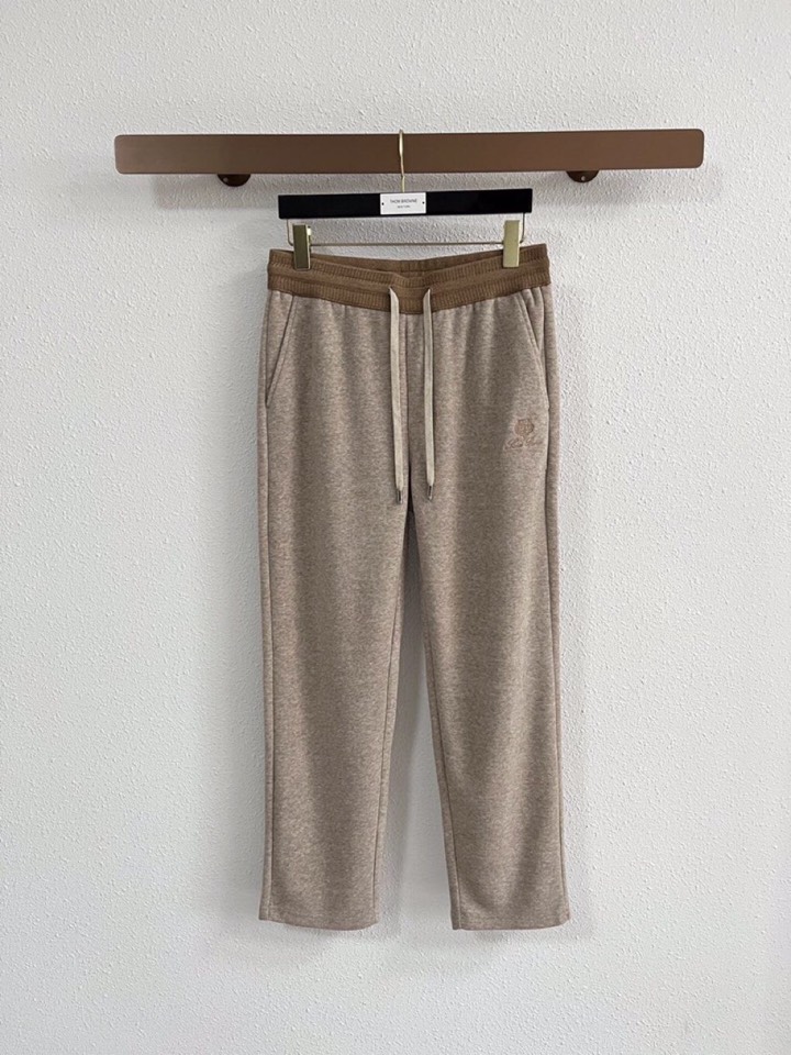 Loro Piana 诺悠翩雅lP🆕 秋冬 保暖有型高密度毛巾面混纺松紧腰直脚休闲裤 经典百搭 标志刺绣