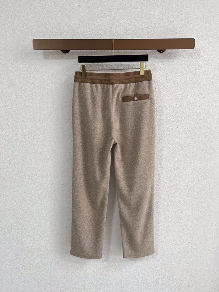 Loro Piana 诺悠翩雅lP🆕 秋冬 保暖有型高密度毛巾面混纺松紧腰直脚休闲裤 经典百搭 标志刺绣