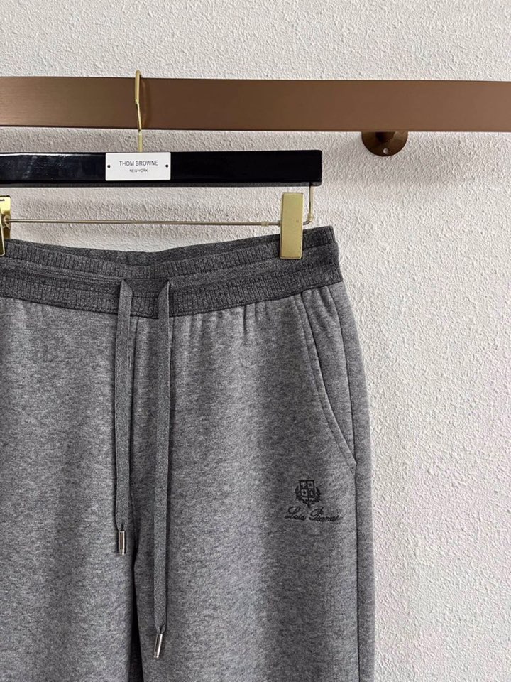 Loro Piana 诺悠翩雅lP🆕 秋冬 保暖有型高密度毛巾面混纺松紧腰直脚休闲裤 经典百搭 标志刺绣