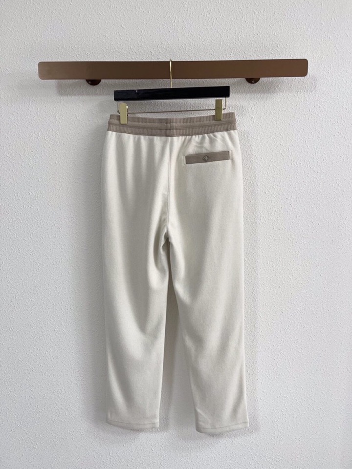 Loro Piana 诺悠翩雅lP🆕 秋冬 保暖有型高密度毛巾面混纺松紧腰直脚休闲裤 经典百搭 标志刺绣