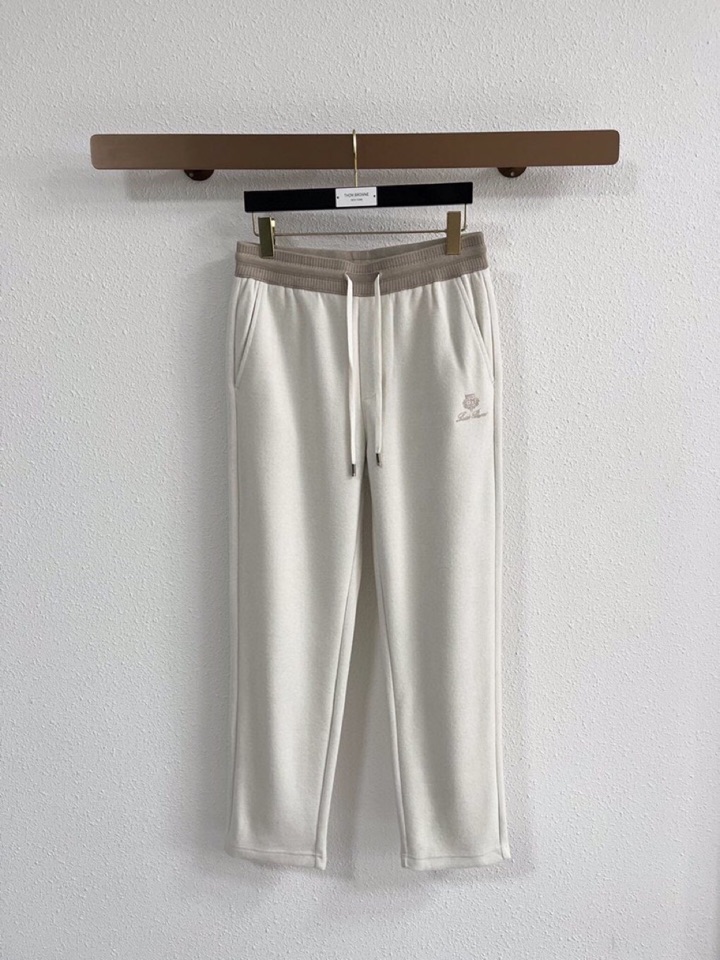 Loro Piana 诺悠翩雅lP🆕 秋冬 保暖有型高密度毛巾面混纺松紧腰直脚休闲裤 经典百搭 标志刺绣