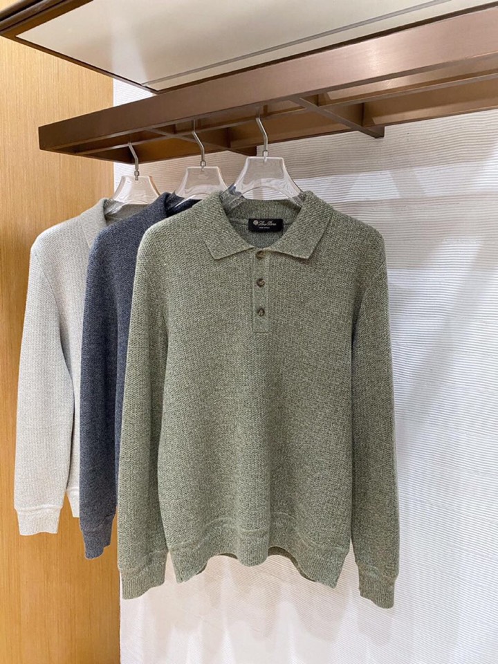 Loro Piana 诺悠翩雅 lP🆕秋冬新款老钱风 高端羊毛混纺翻领毛衣 三色\n码数：M-3xl(4