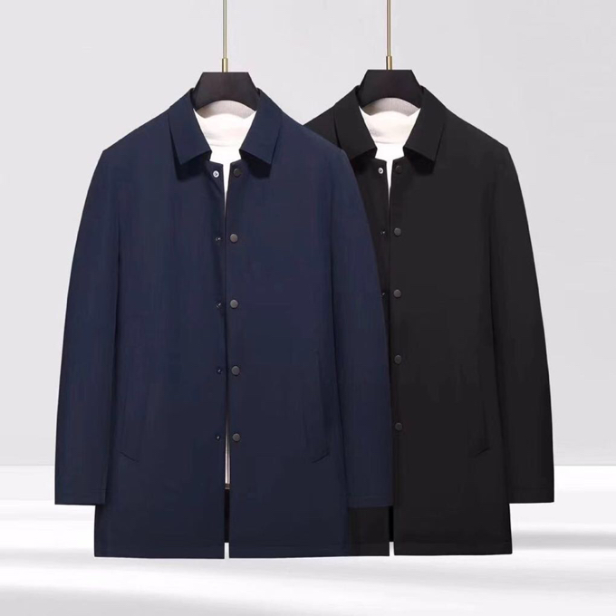 Ermenegildo Zegna 杰尼亚秋冬简约蓝色/黑色 中长款 可拆卸内胆鹅绒羽绒服 90白鸭绒 