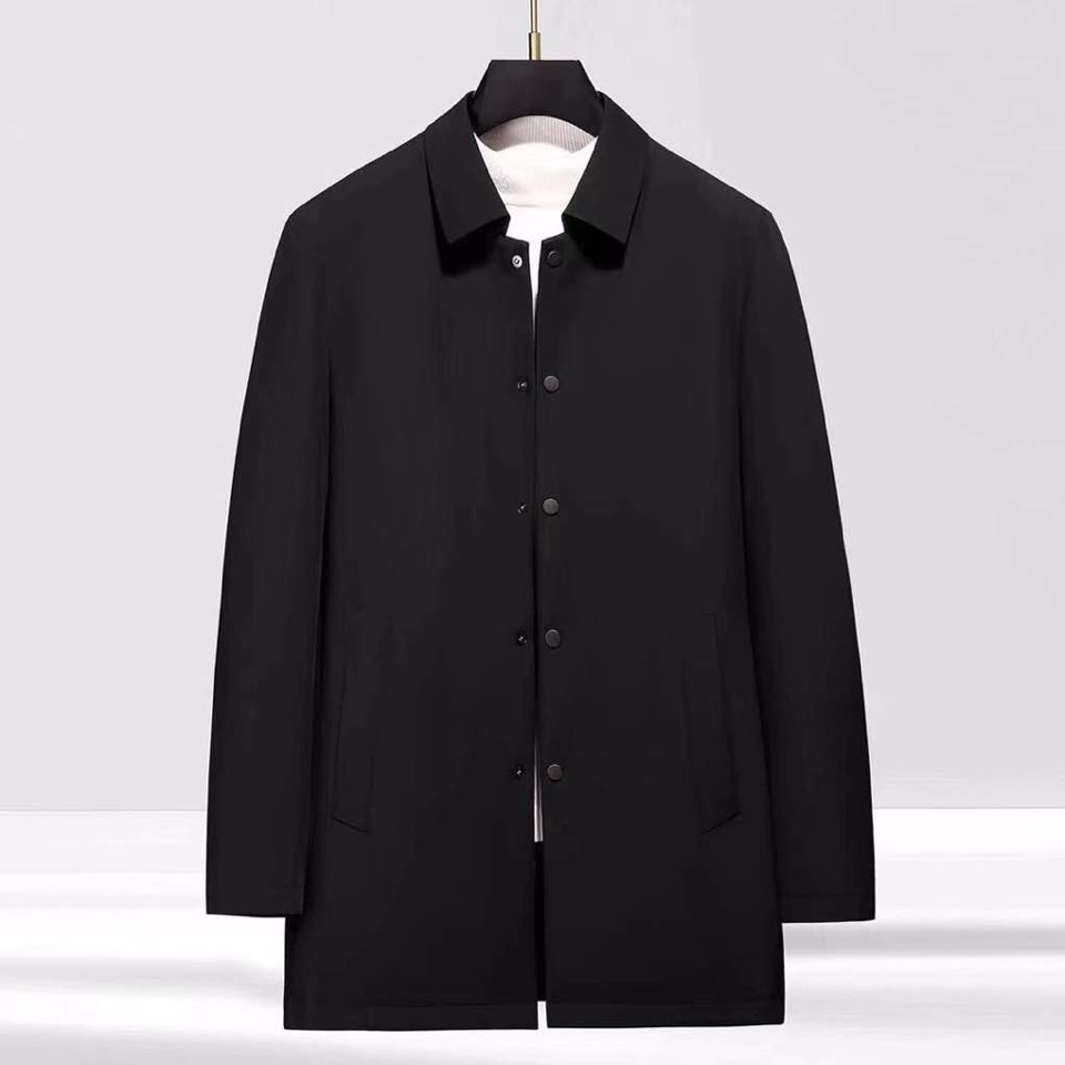 Ermenegildo Zegna 杰尼亚秋冬简约蓝色/黑色 中长款 可拆卸内胆鹅绒羽绒服 90白鸭绒 