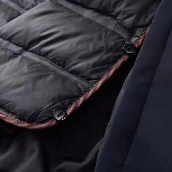 Ermenegildo Zegna 杰尼亚秋冬简约蓝色/黑色 中长款 可拆卸内胆鹅绒羽绒服 90白鸭绒 