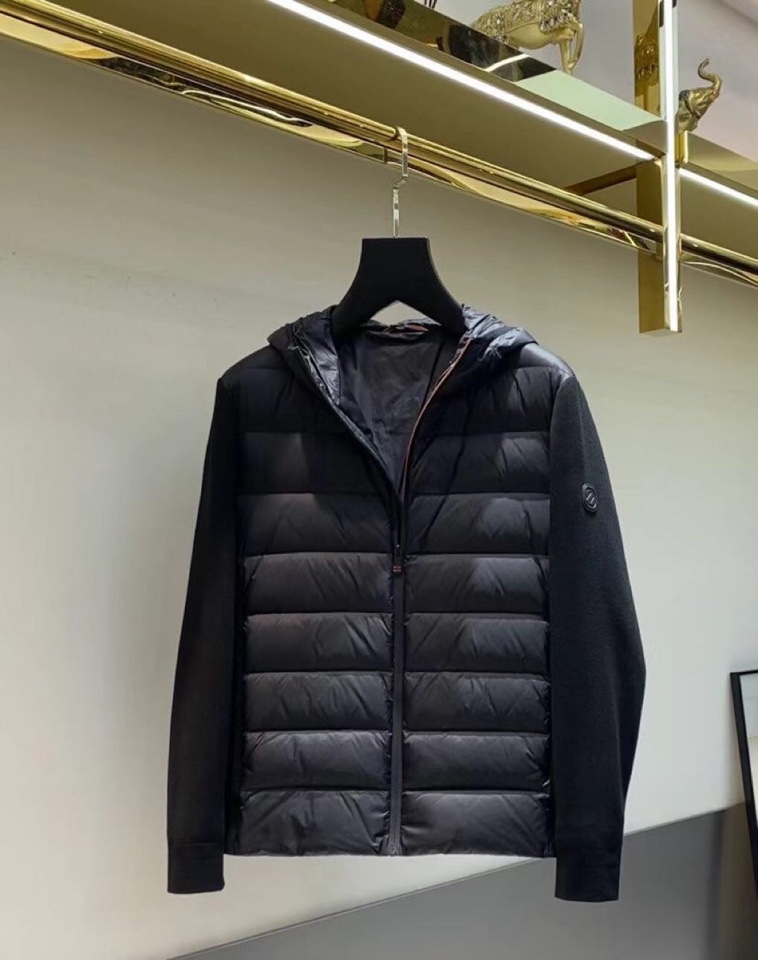 Ermenegildo Zegna 杰尼亚秋冬简约拼接针织袖连帽羽绒服 90白鸭绒 贵族高级别要求订单 