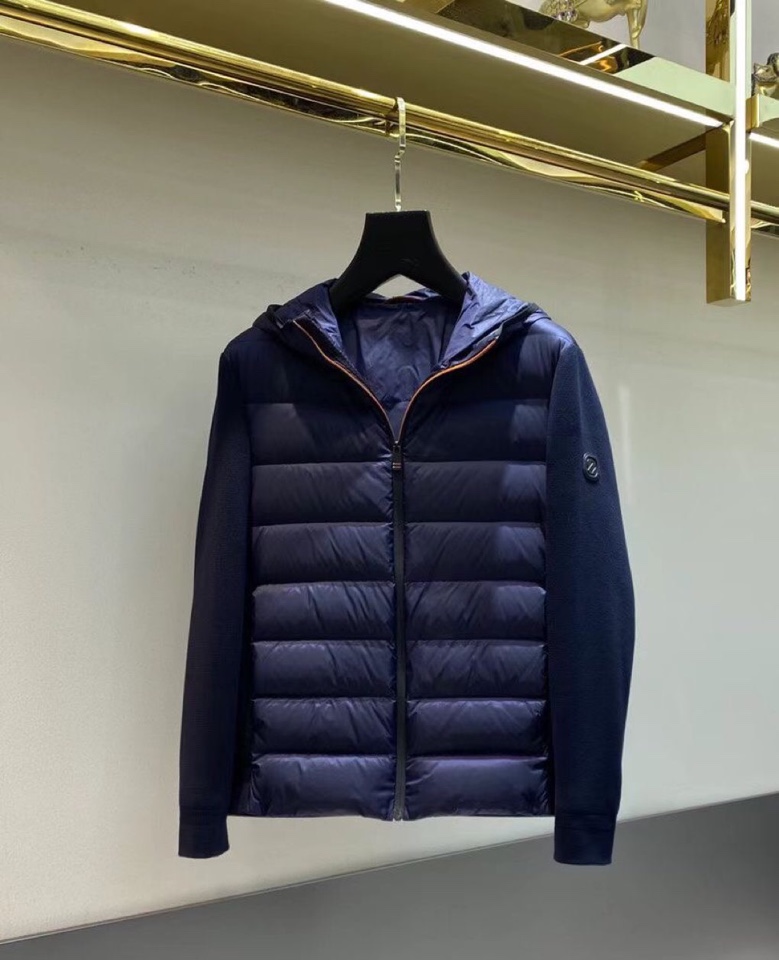 Ermenegildo Zegna 杰尼亚秋冬简约拼接针织袖连帽羽绒服 90白鸭绒 贵族高级别要求订单 