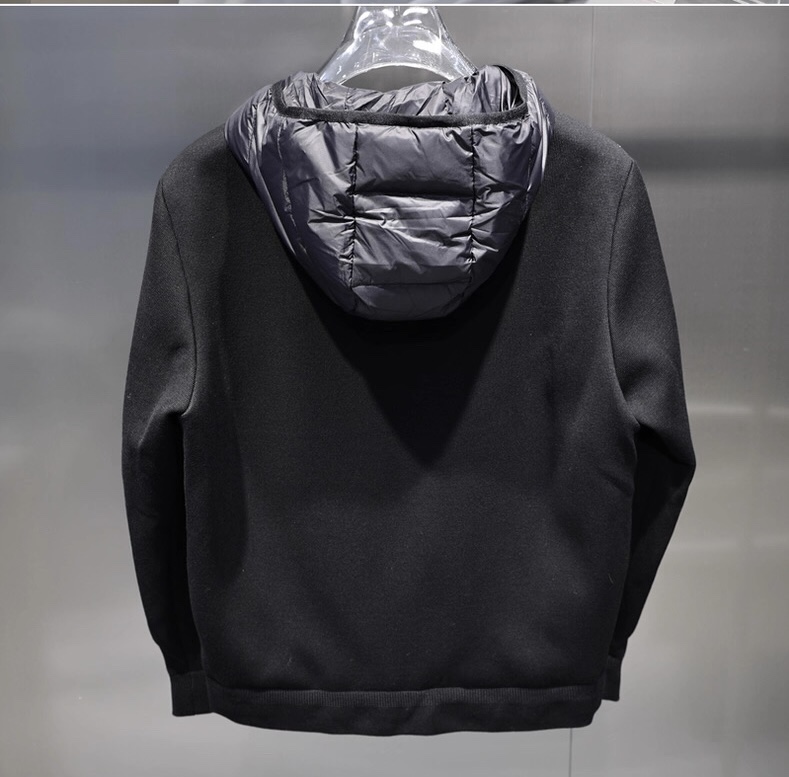 Ermenegildo Zegna 杰尼亚秋冬简约拼接针织袖连帽羽绒服 90白鸭绒 贵族高级别要求订单 