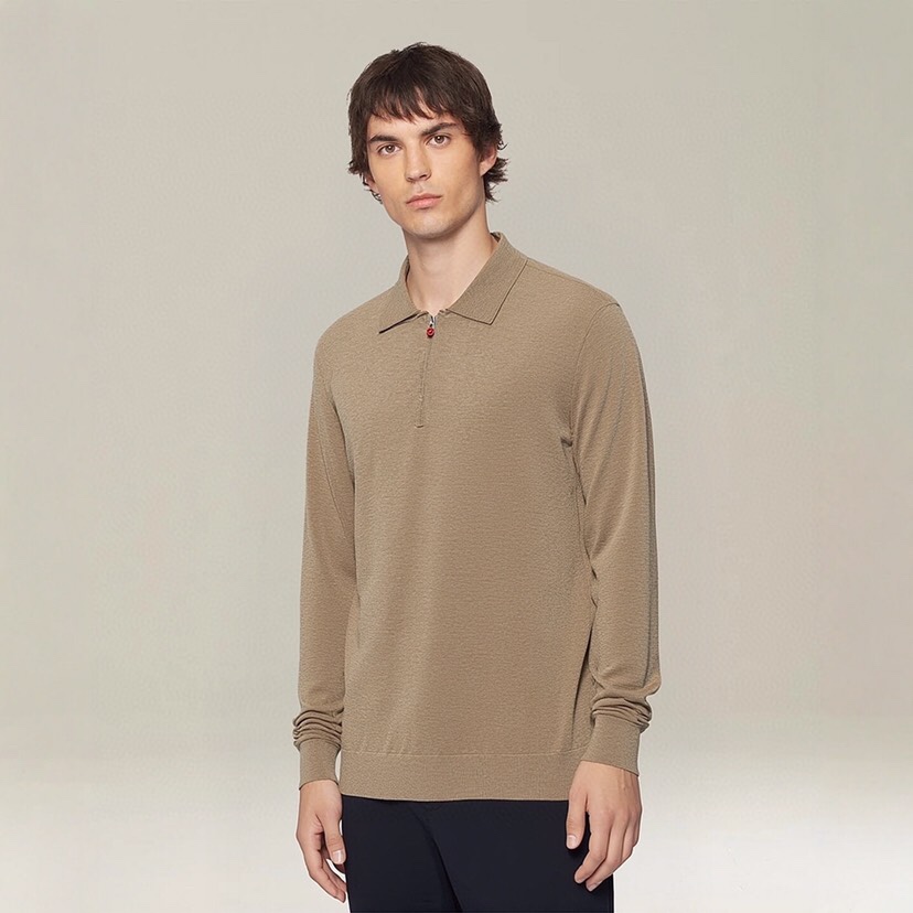 kiton 奇顿半拉链翻领毛衣针织衫，精选优质美利奴羊毛，轻盈蓬松却比普通羊毛更保暖，室内外自由切换，告