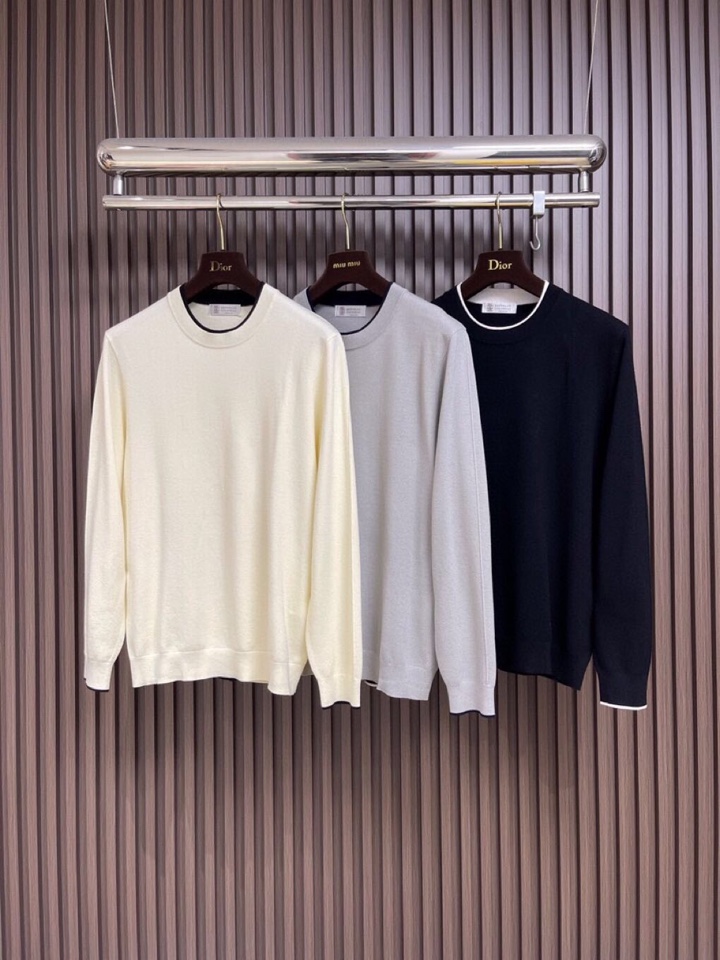 BC Brunello Cucinelli 2025SS秋季新品假两件长袖圆领毛衣帅气时尚，简约百搭款。