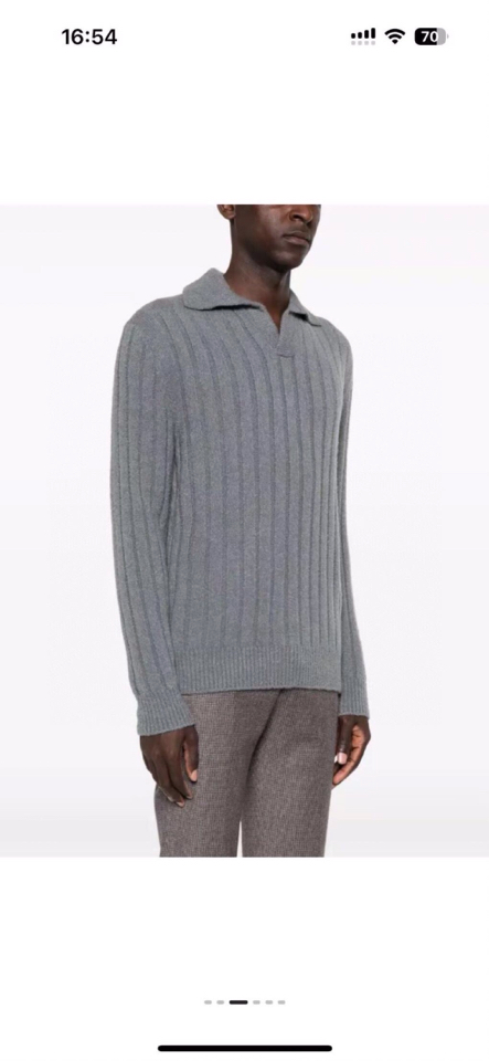 \n Brioni 2025SS翻领毛衣针织长袖毛衣，高端奢华且白金级的一款经典基础款针织。通体的设计完