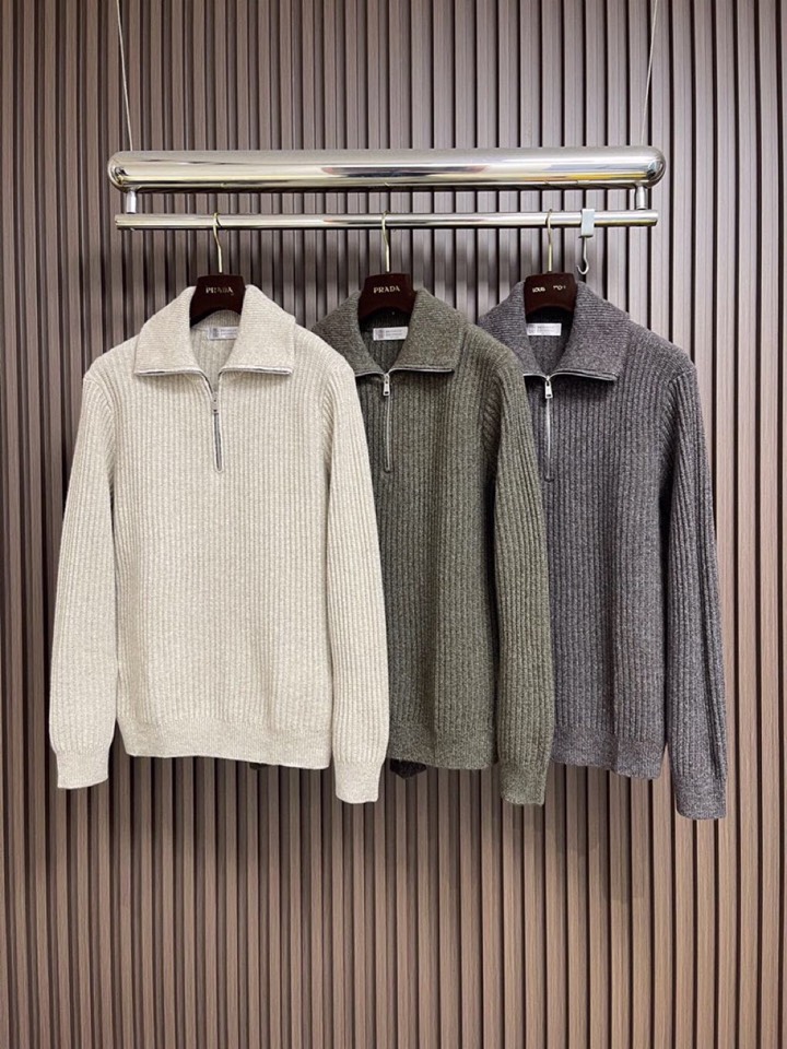 Brunello Cucinelli BC秋冬新款半拉链针织毛衣，经典设计感与颜值爆棚的外套，品质更是无