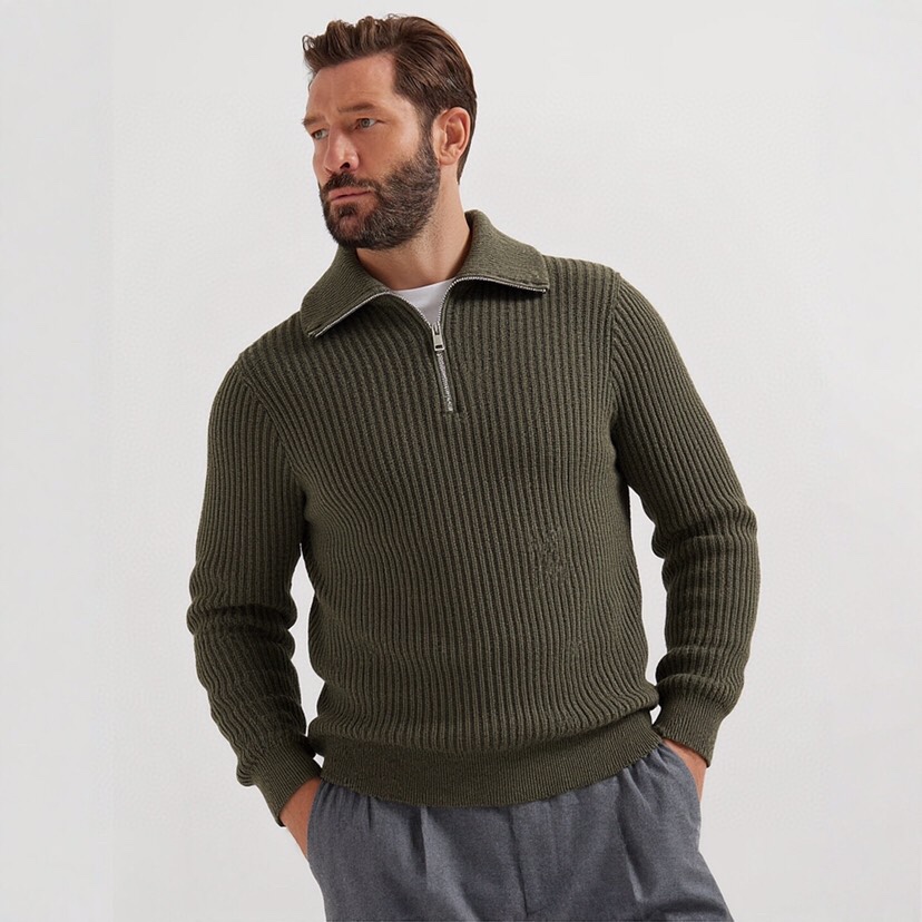 Brunello Cucinelli BC秋冬新款半拉链针织毛衣，经典设计感与颜值爆棚的外套，品质更是无