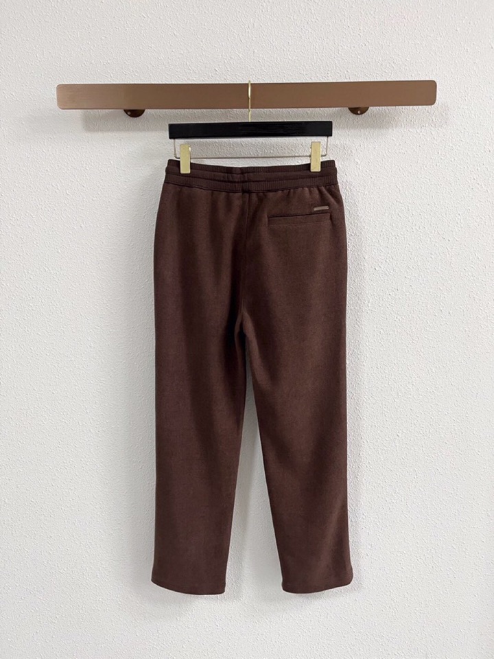 Loro Piana 诺悠翩雅lP🆕 秋冬保暖有型高密度毛巾面混纺松紧腰直脚休闲裤，经典百搭 标志刺绣的