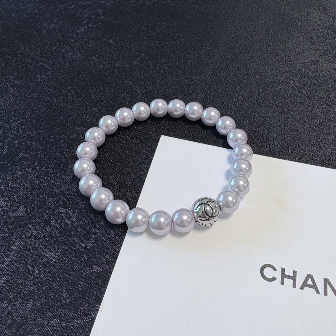 Chanel 香奈儿Chanel字母双C高级进口珍珠浅紫色