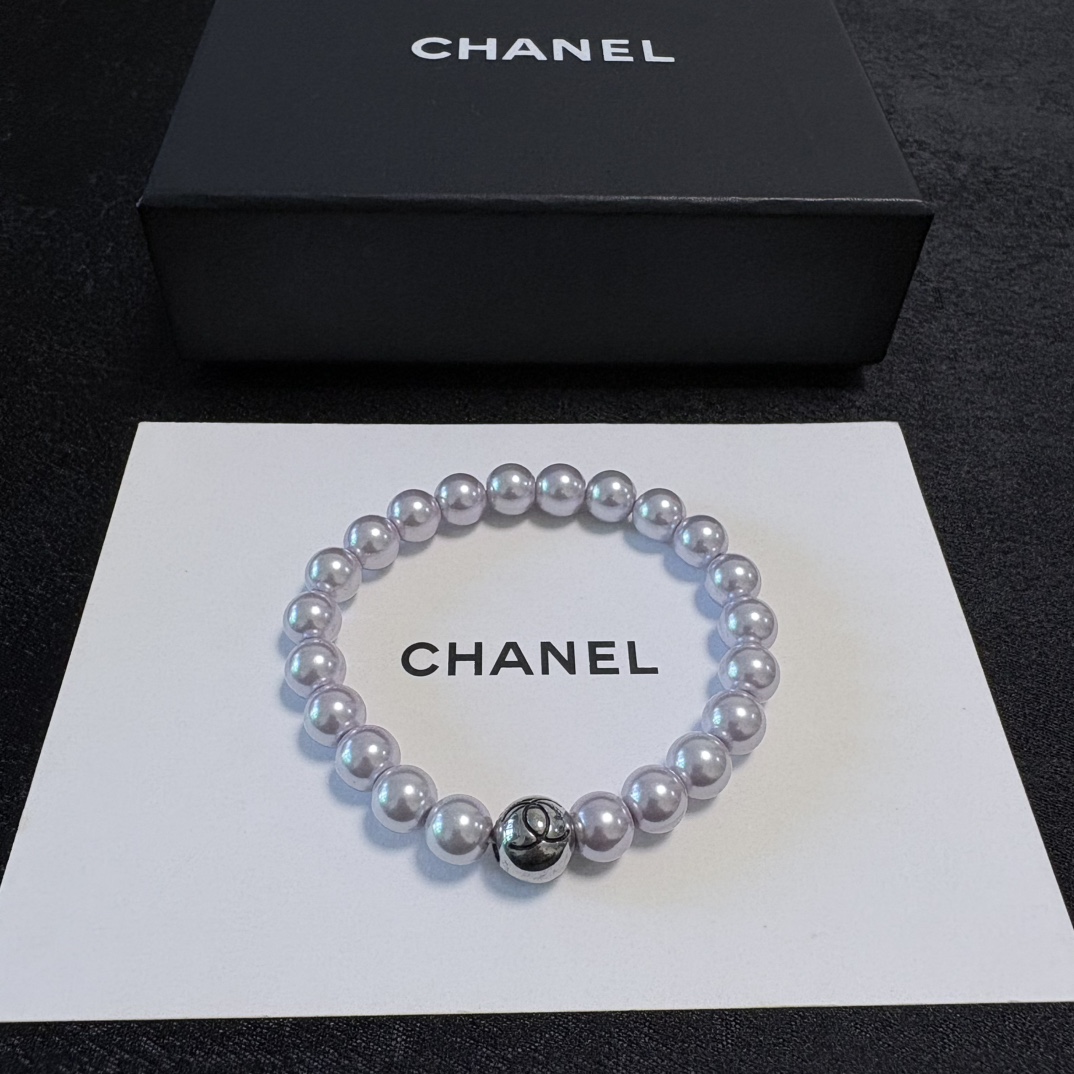 Chanel 香奈儿Chanel字母双C高级进口珍珠浅紫色