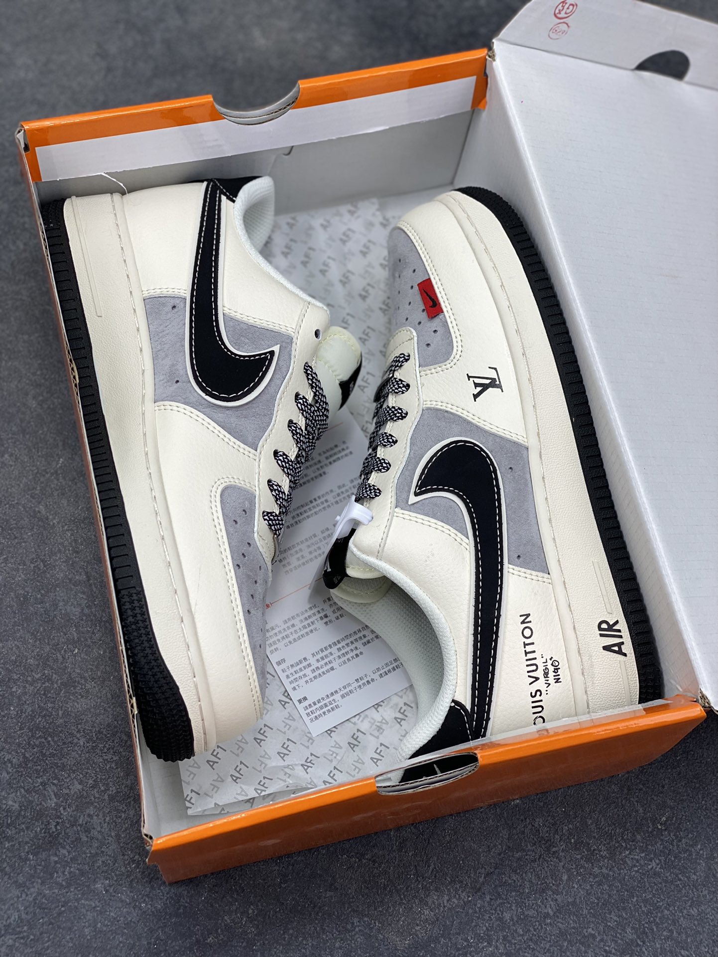 图片[9]-高端定制Nike Air Force 1 ‘07 Low “路易威登联名——黑灰麂皮” 高端定制 低帮休闲板鞋 定制鞋盒 大厂纯原品质出货 超高清洁度 皮料切割干净无任何毛边 细节完美 货号：XD9314-619 尺码：36 36.5 37.5 38 38.5 39 40 40.5 41 42 42.5 43 44 44.5 45-选品中心