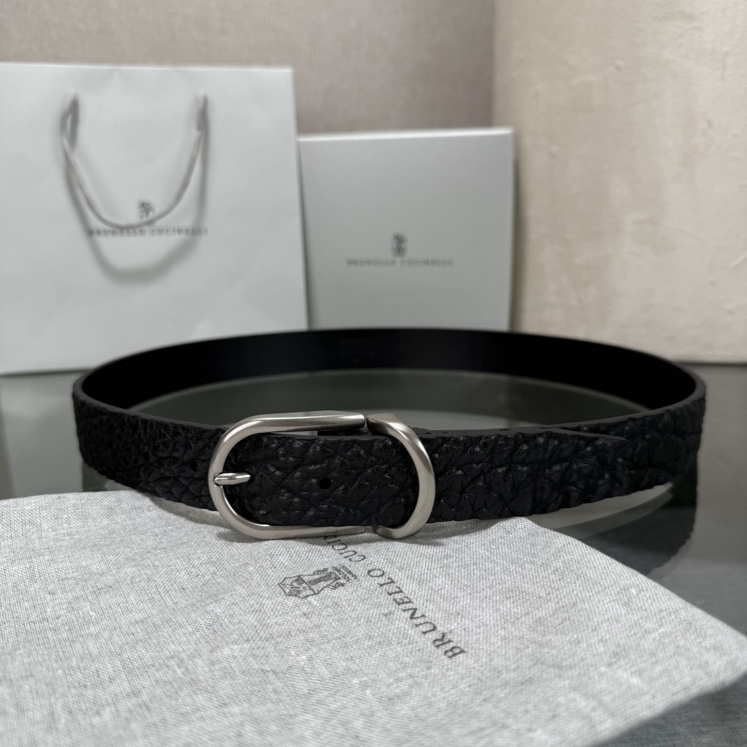 BrunelloCucinelli布内罗 古奇拉利3.0宽男士真皮磨砂牛皮双面头层意大利品牌，休闲装搭配