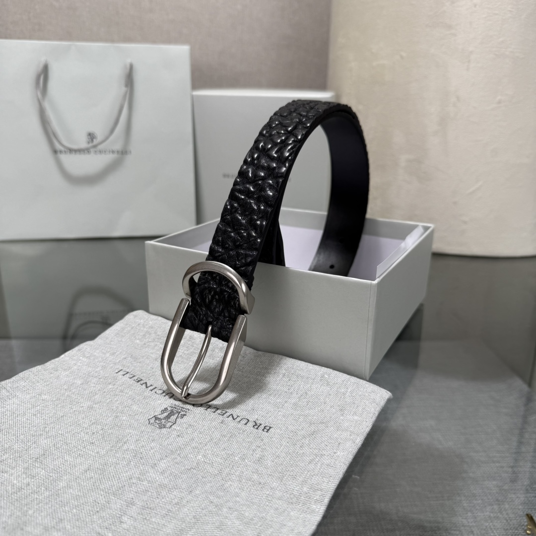 BrunelloCucinelli布内罗 古奇拉利3.0宽男士真皮磨砂牛皮双面头层意大利品牌，休闲装搭配