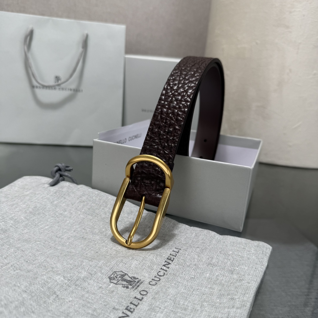 BrunelloCucinelli布内罗 古奇拉利3.0宽男士真皮磨砂牛皮双面头层意大利品牌，休闲装搭配