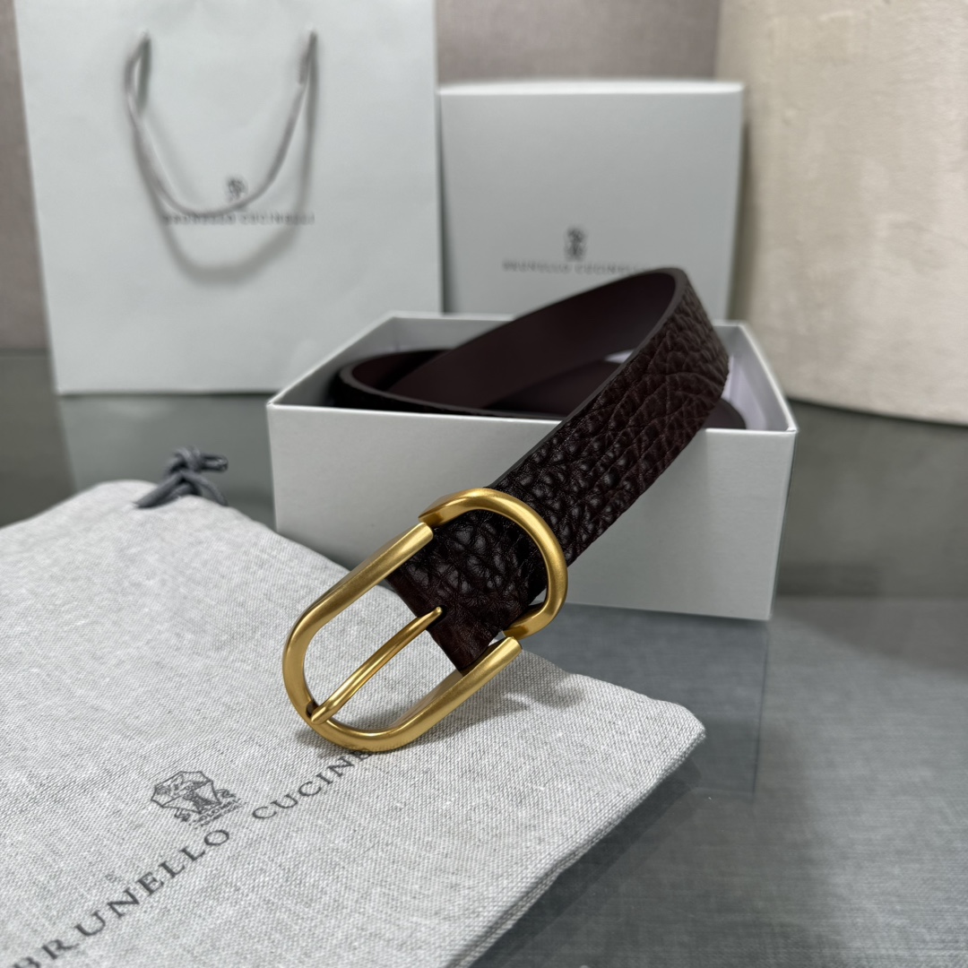 BrunelloCucinelli布内罗 古奇拉利3.0宽男士真皮磨砂牛皮双面头层意大利品牌，休闲装搭配