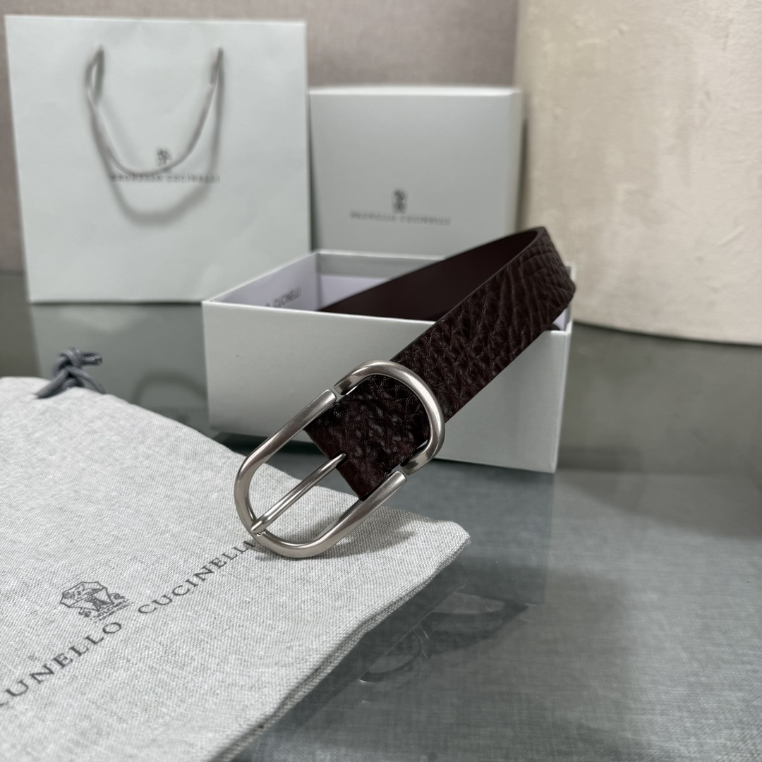 BrunelloCucinelli布内罗 古奇拉利3.0宽男士真皮磨砂牛皮双面头层意大利品牌，休闲装搭配