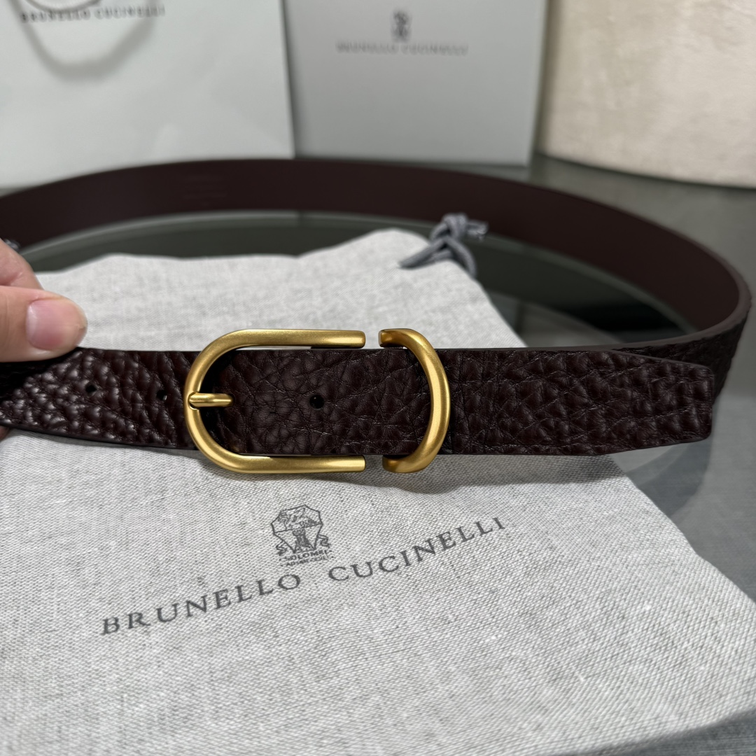 BrunelloCucinelli布内罗 古奇拉利3.0宽男士真皮磨砂牛皮双面头层意大利品牌，休闲装搭配