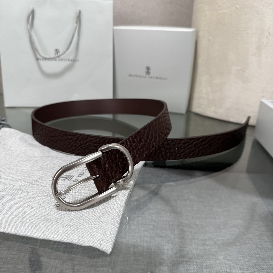 BrunelloCucinelli布内罗 古奇拉利3.0宽男士真皮磨砂牛皮双面头层意大利品牌，休闲装搭配