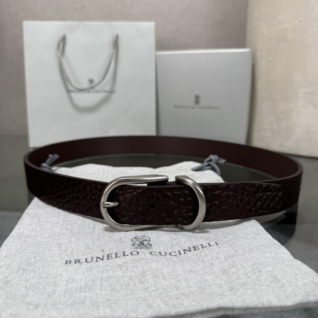 BrunelloCucinelli布内罗 古奇拉利3.0宽男士真皮磨砂牛皮双面头层意大利品牌，休闲装搭配