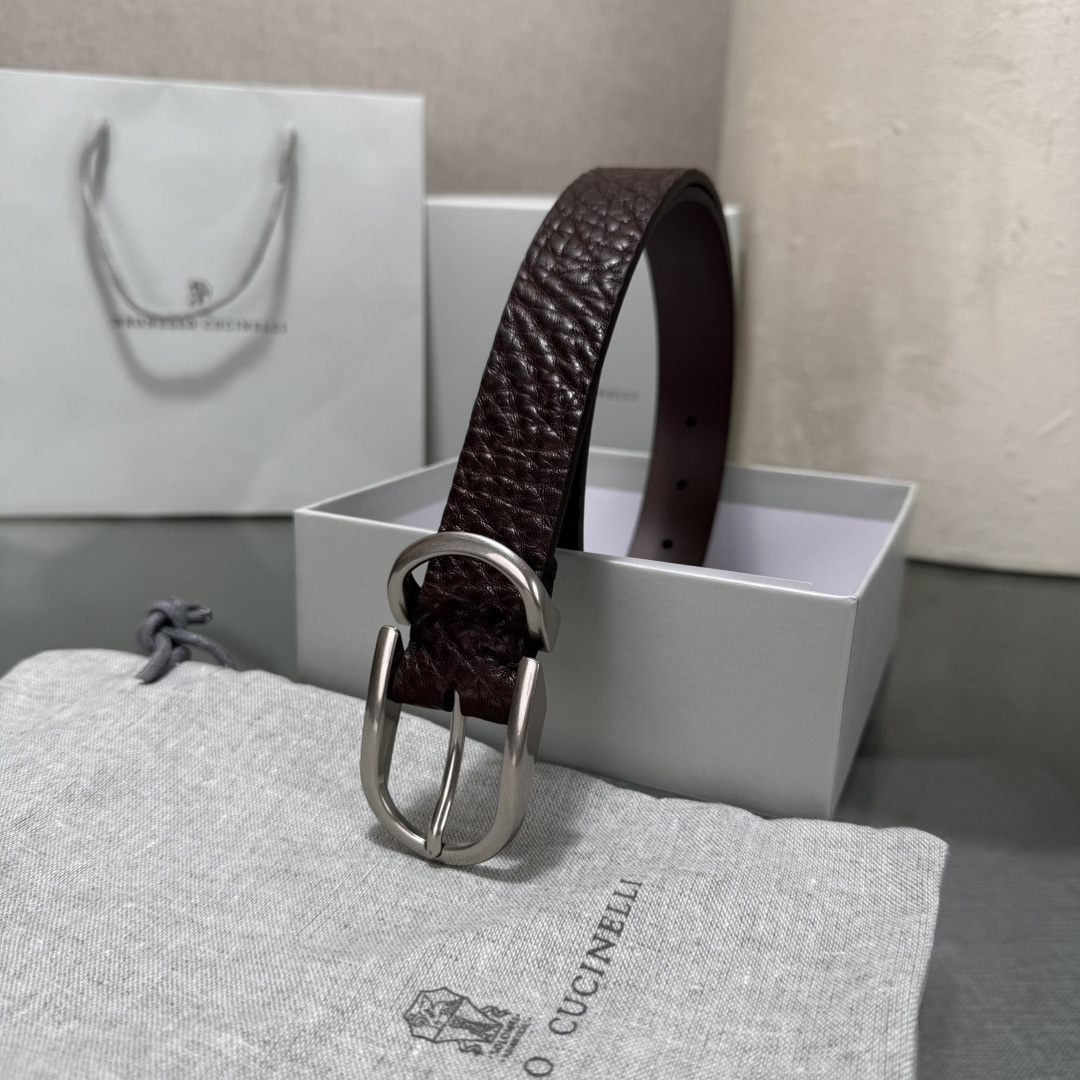 BrunelloCucinelli布内罗 古奇拉利3.0宽男士真皮磨砂牛皮双面头层意大利品牌，休闲装搭配