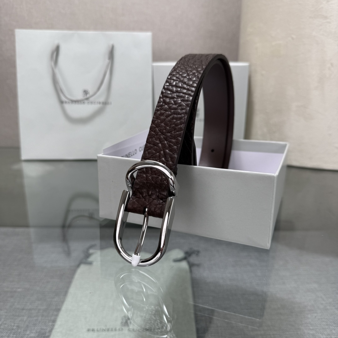 BrunelloCucinelli布内罗 古奇拉利3.0宽男士真皮磨砂牛皮双面头层意大利品牌，休闲装搭配