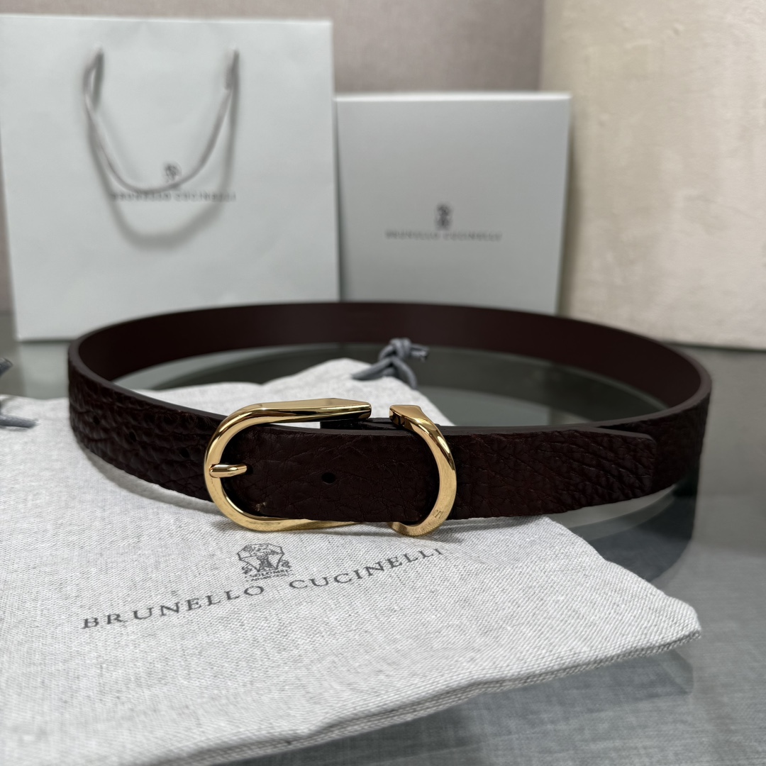 BrunelloCucinelli布内罗 古奇拉利3.0宽男士真皮磨砂牛皮双面头层意大利品牌，休闲装搭配