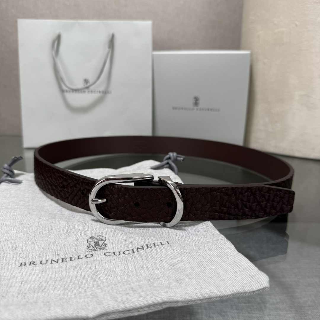 BrunelloCucinelli布内罗 古奇拉利3.0宽男士真皮磨砂牛皮双面头层意大利品牌，休闲装搭配