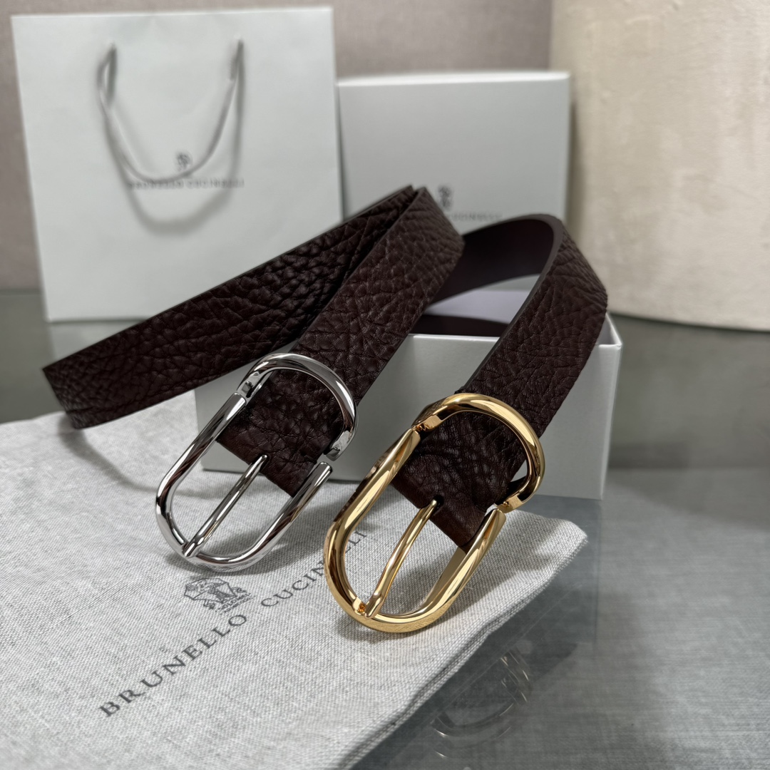 BrunelloCucinelli布内罗 古奇拉利3.0宽男士真皮磨砂牛皮双面头层意大利品牌，休闲装搭配