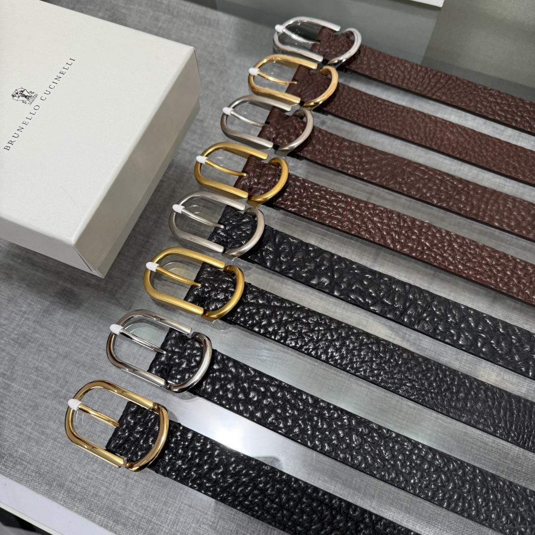 BrunelloCucinelli布内罗 古奇拉利3.0宽男士真皮磨砂牛皮双面头层意大利品牌，休闲装搭配