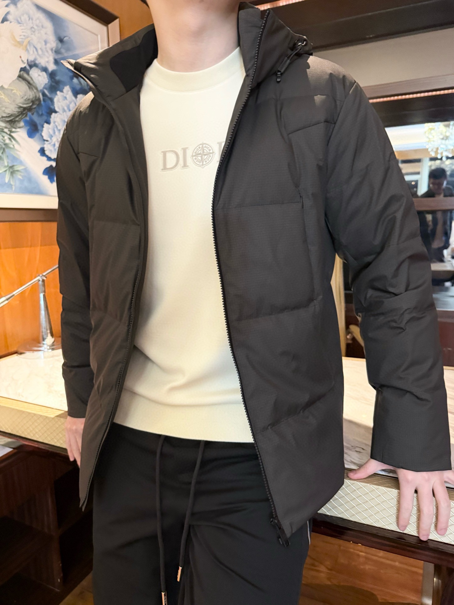 NO:684299,Zegna-2025 new down jacket!  Fine plaid windproof fabric, matte high-end feel + anti-wrinkle and wear-resistant, the inner liner is made of high-quality goose down, lightweight and not bulky and can block cold wind ~ Hooded drawstring + hidden pockets can tighten and keep warm, and small items can be safely stored; the zippers are smooth and not stuck  The shell makes it super easy to put on and take off. It is simple and slim without any drag, and does not weigh down your body when worn daily. It is overall neat and good-looking. Size: 48-56 (model wears 50 in 180/140, with Hong Kong Lane Crawford gift box packaging),,zegna,down  jacket,hats,19860909杰尼亚-2025新款羽绒服！细密格纹防风面料,哑光高级感+抗皱耐磨,内胆采用高品质鹅绒,轻量不臃肿还能挡寒风~连帽抽绳+隐藏式口袋,既能收紧保暖,小物件也能稳妥收纳；拉链顺滑不卡壳,穿脱超省心.简约修身不拖沓,日常穿不压个子,整体利落好看.码数:48-56(模特180/140穿50,配香港连卡佛礼盒包装),,zegna,down jacket,hats,,Men's clothing