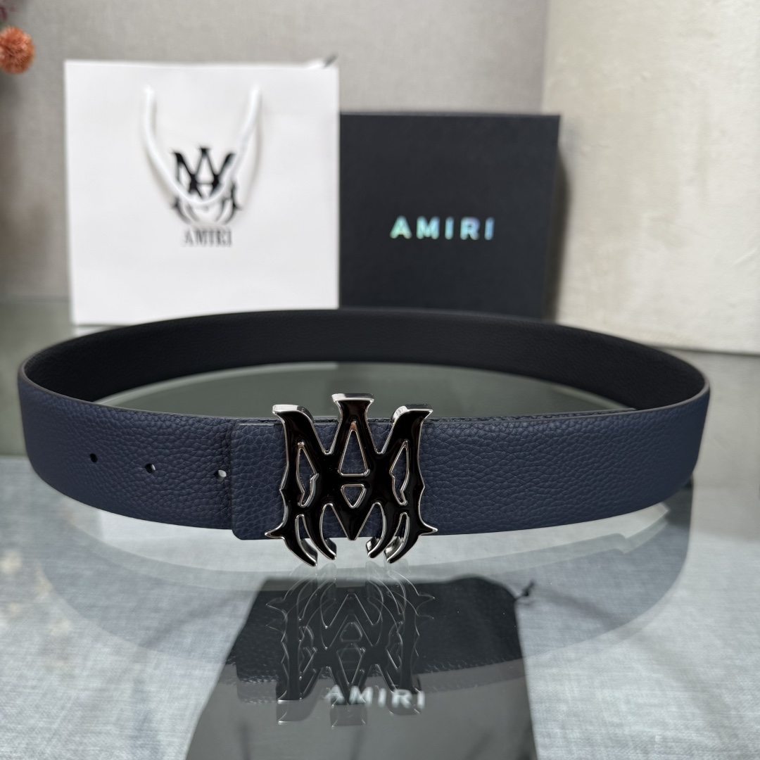 爱美丽AMIRI最新网红爆款双面牛皮皮带配原装盒专柜同步3.8宽新款上市了，原版牛皮，搭配钢扣，优雅，大