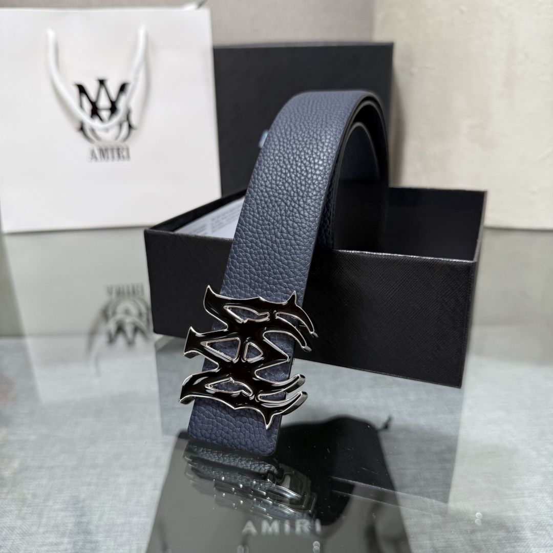 爱美丽AMIRI最新网红爆款双面牛皮皮带配原装盒专柜同步3.8宽新款上市了，原版牛皮，搭配钢扣，优雅，大