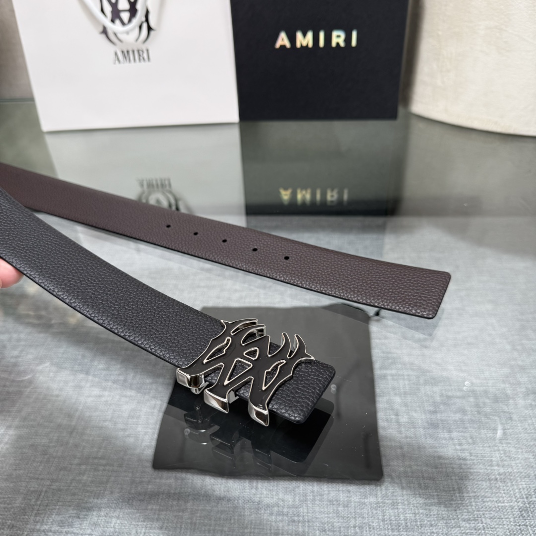 爱美丽AMIRI最新网红爆款双面牛皮皮带配原装盒专柜同步3.8宽新款上市了，原版牛皮，搭配钢扣，优雅，大