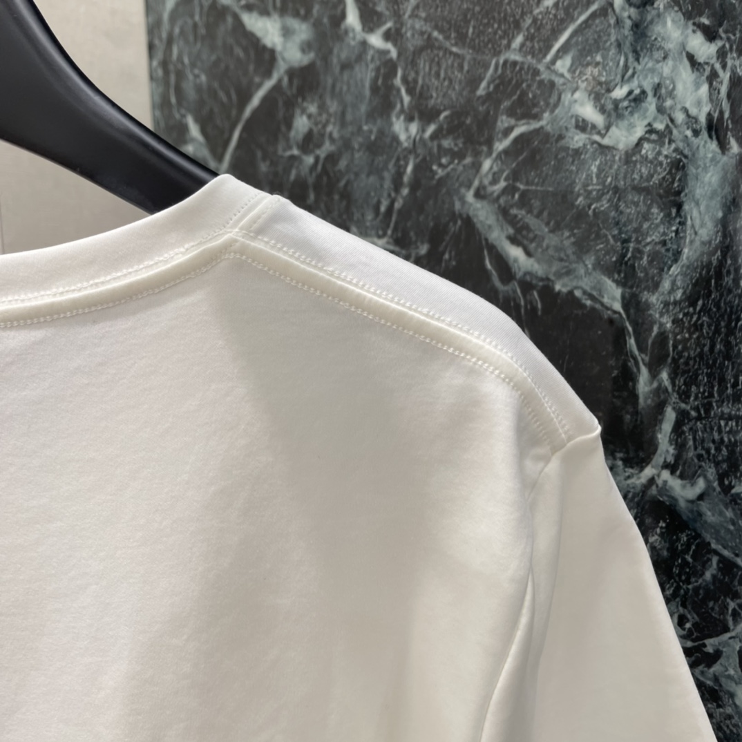 Ｄ家 26春季新款 四叶草印花短袖T恤 正面绿色四叶草搭配刺绣红色瓢虫和蜜蜂 春日氛围感满满 象征幸运与