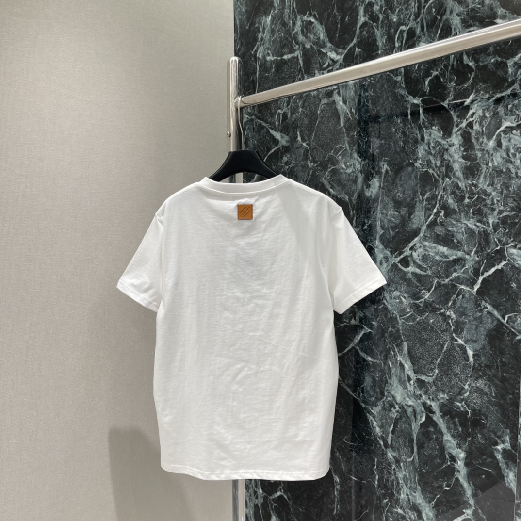 路易 26春季新款 丛林刺绣T恤 正面 L.V.M 字母+鳄鱼 斑马 棕榈树刺绣 热带氛围感满满 宽松版