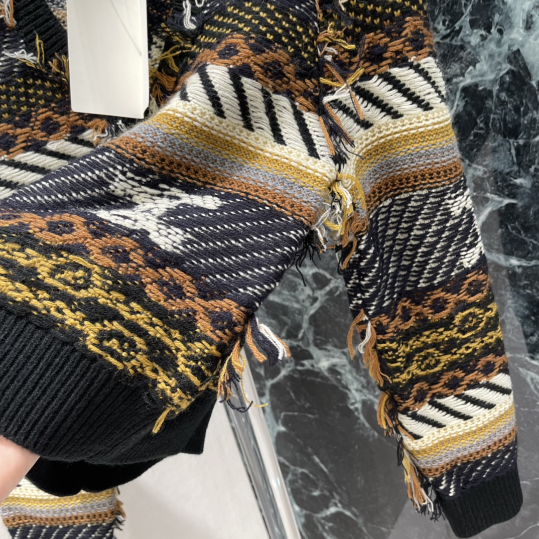 CE 26春季新款 凯旋门流苏提花毛衣 复杂提花图案+流苏细节 复古与现代感兼具 秋冬穿搭超有氛围感黑搭