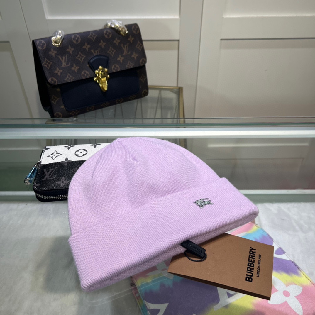 配防尘袋🌺【巴宝莉BURBERRY】官网简约高端系列，百分之70羊毛，30兔毛针织帽！男女同款，加厚更保