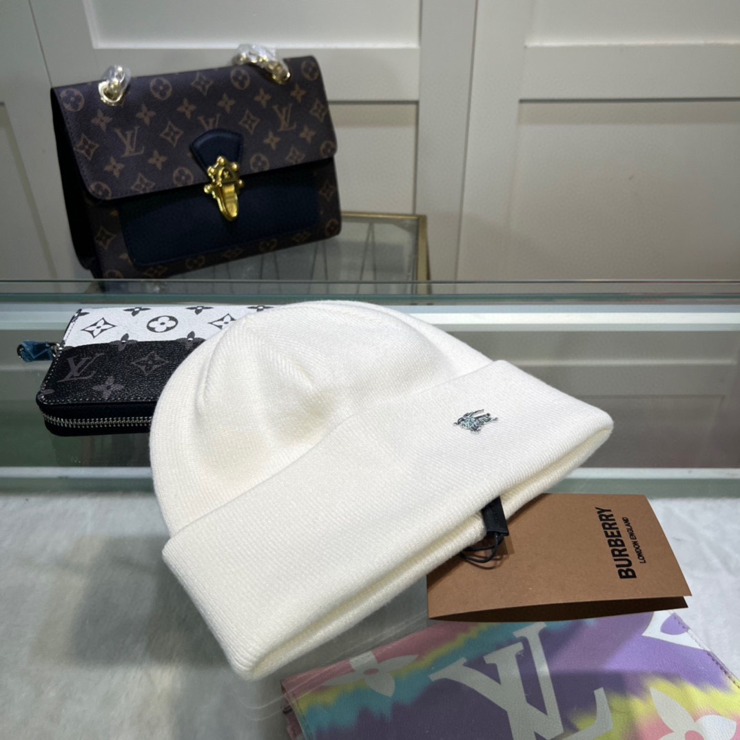 配防尘袋🌺【巴宝莉BURBERRY】官网简约高端系列，百分之70羊毛，30兔毛针织帽！男女同款，加厚更保