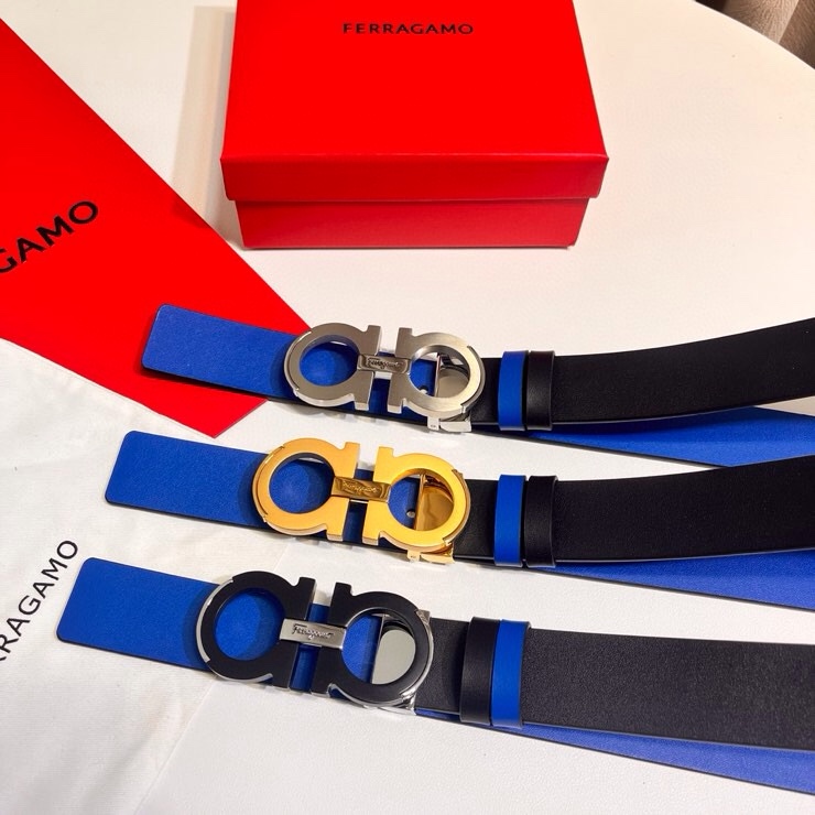 这款Ferragamo皮带以现代风格演绎经典款式，撞色注入休闲意趣，双面设计适配多元场景。同色系漆面Ga