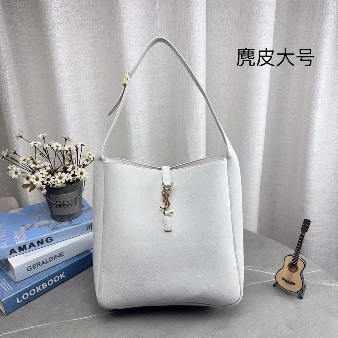 Comes With A Folding Gift Box | Saint Laurent Ysl Hobo Suede Armpit Bucket Bag | This Popular Hobo Underarm Overall Bag Shape Is Simple And Advanced Ysl Metal Logo | The Embellishment Immediately Brings A Collision Of Strength And Softness To The Whole Bag | Ysl Ysl