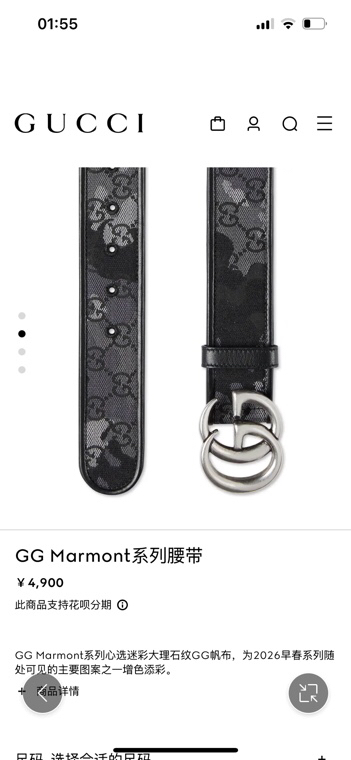 古奇 新款 GG Marmont系列心选迷彩大理石纹GG帆布，为2026早春系列随处可见的主要图案之一增