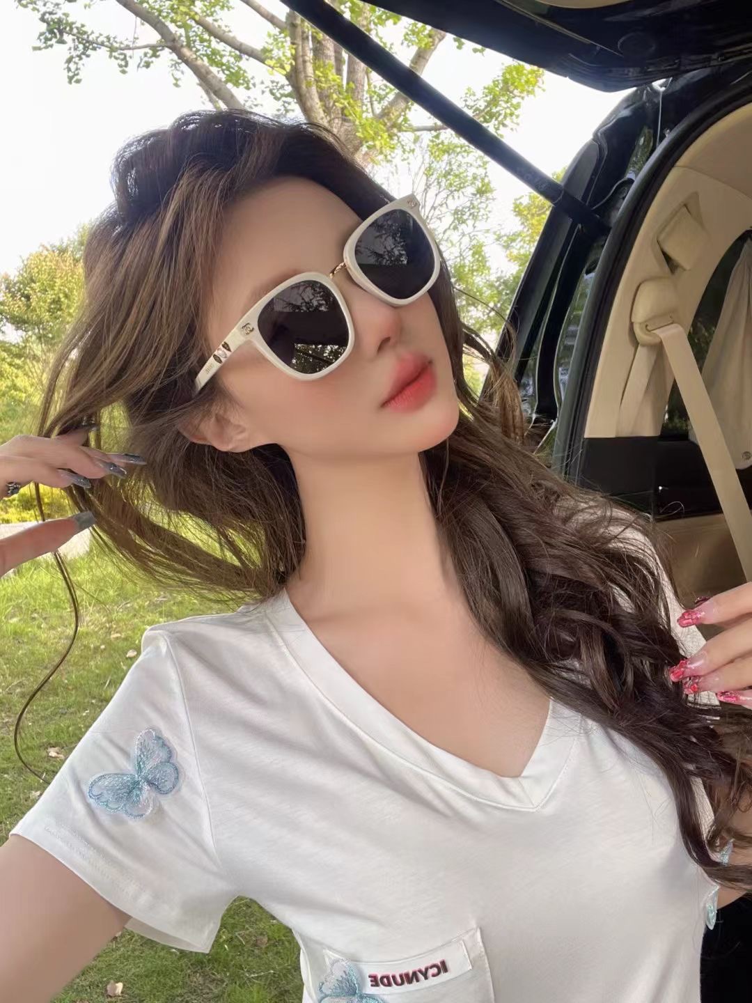 P ‼️ 模特图 🖤ch8822 香奶奶上新✔️经典热卖圈形闭眼入💗镜腿小logo设计 精致可爱上脸气质